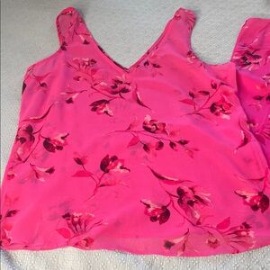 White House Black Market Pink Floral 2- piece Sheer Camisole with over lay tank